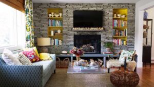 جای تلویزیون در پذیرایی مربع