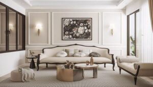 چیدمان پذیرایی مربع شکل