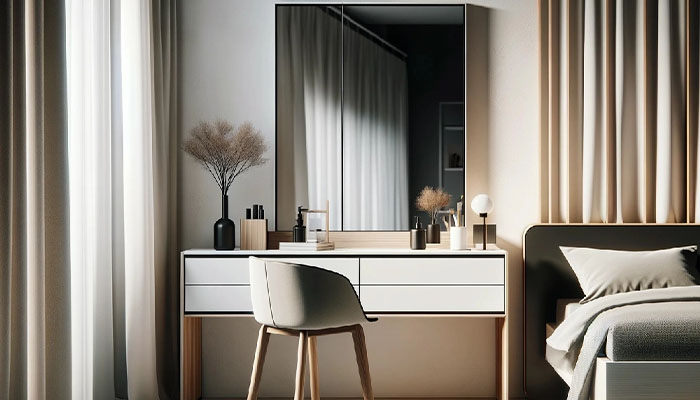 طراحی میز آرایش با نورپردازی حرفه ای