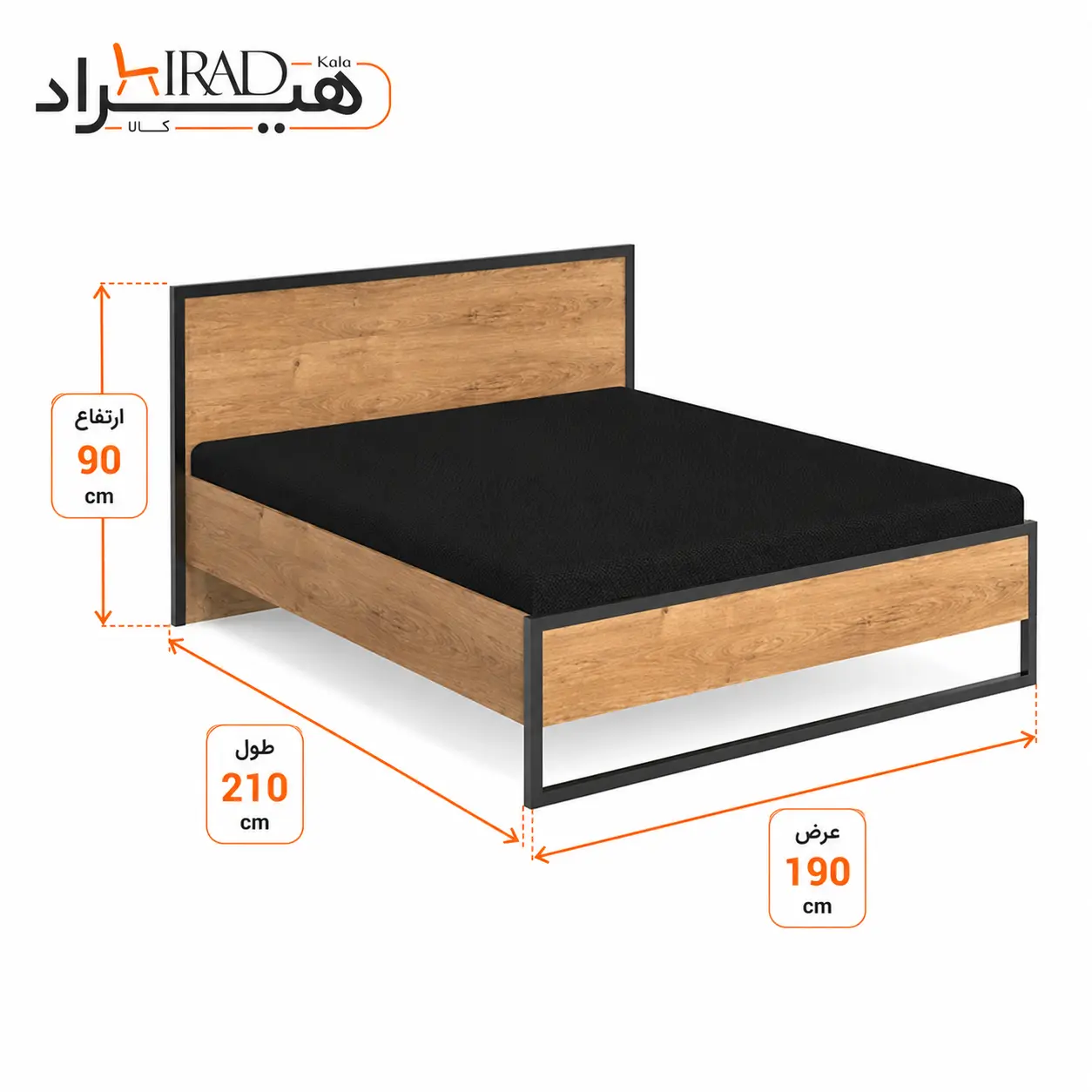 تخت-خواب-دونفره-مدل-Z123 ابعاد