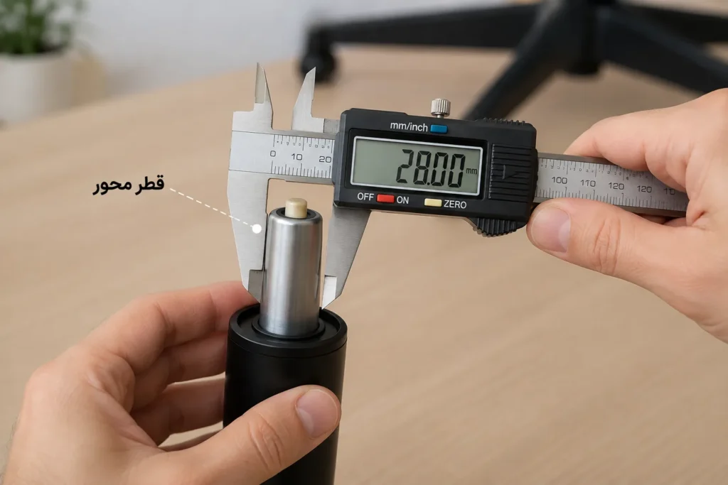 اندازه‌گیری قطر محور جک صندلی
