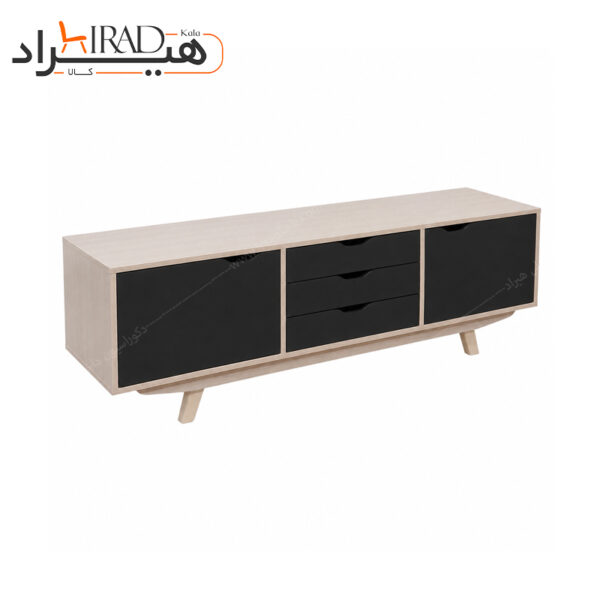 میز تلویزیون هیراد مدل TV101 رنگ کرم و مشکی جنس ملامینه