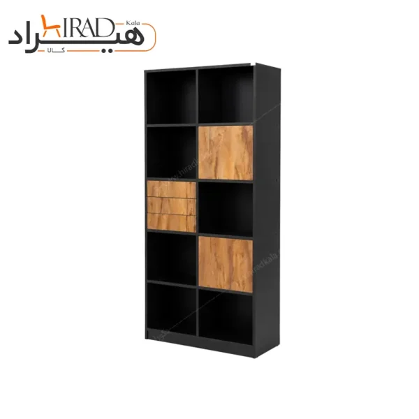 کمد اداری هیراد مدل K115 مشکی و کهربایی جنس 1ملامینه