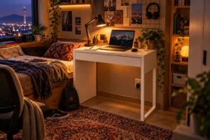 میز مطالعه ۲۵ مدل کم‌جا برای اتاق دانشجویی + راهنمای ابعاد